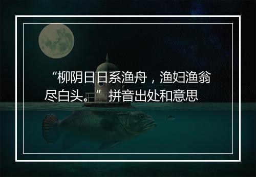 “柳阴日日系渔舟，渔妇渔翁尽白头。”拼音出处和意思