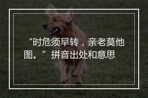 “时危须早转，亲老莫他图。”拼音出处和意思