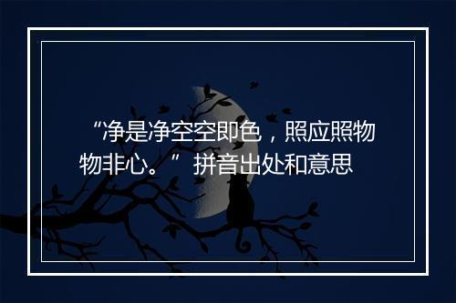 “净是净空空即色，照应照物物非心。”拼音出处和意思