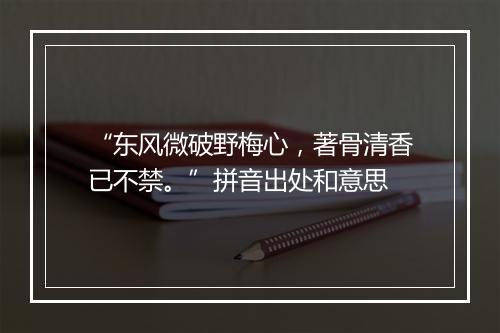 “东风微破野梅心，著骨清香已不禁。”拼音出处和意思