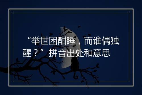 “举世困酣睡，而谁偶独醒？”拼音出处和意思