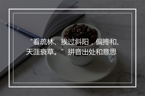 “看疏林、挨过斜阳，偏搀和、天涯衰草。”拼音出处和意思