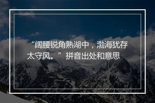 “阔腰锐角熟湖中，渤海犹存太守风。”拼音出处和意思