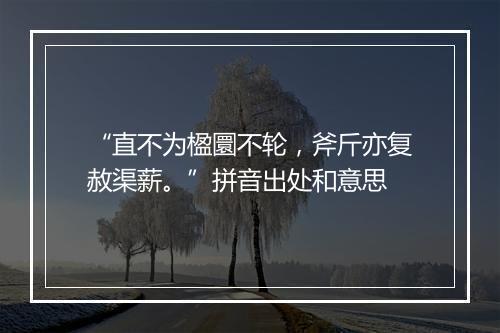 “直不为楹圜不轮，斧斤亦复赦渠薪。”拼音出处和意思