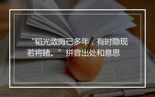 “韬光敛晦已多年，有时隐现若将睹。”拼音出处和意思