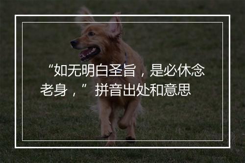 “如无明白圣旨，是必休念老身，”拼音出处和意思