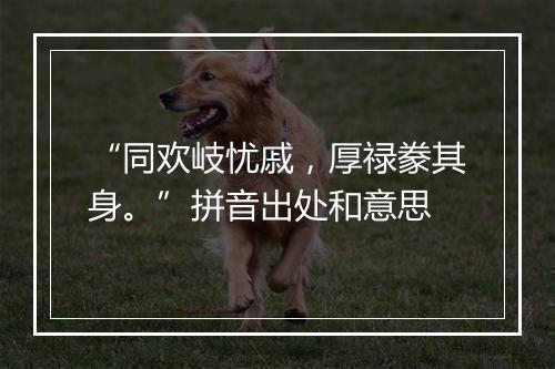 “同欢岐忧戚，厚禄豢其身。”拼音出处和意思