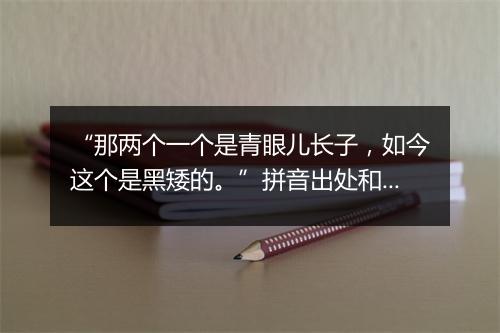 “那两个一个是青眼儿长子，如今这个是黑矮的。”拼音出处和意思