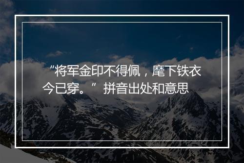 “将军金印不得佩，麾下铁衣今已穿。”拼音出处和意思