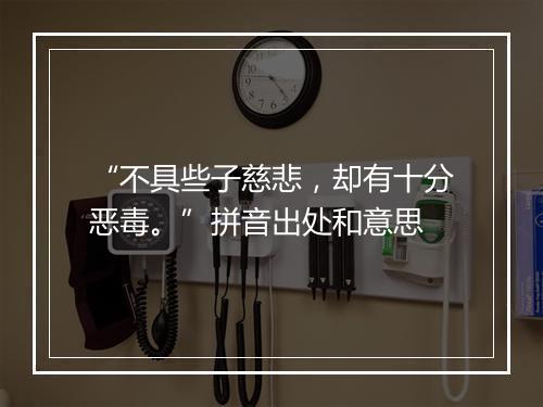 “不具些子慈悲，却有十分恶毒。”拼音出处和意思