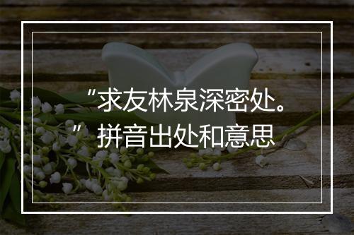 “求友林泉深密处。”拼音出处和意思