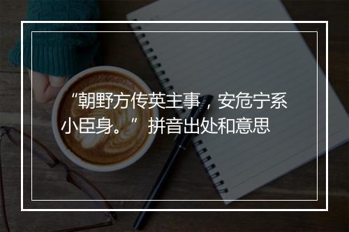 “朝野方传英主事，安危宁系小臣身。”拼音出处和意思