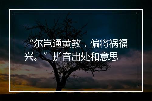 “尔岂通黄教，偏将祸福兴。”拼音出处和意思