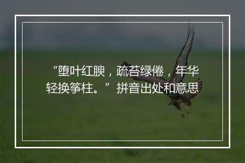 “堕叶红腴，疏苔绿倦，年华轻换筝柱。”拼音出处和意思