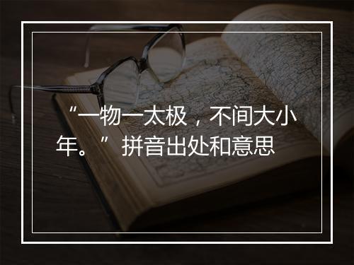 “一物一太极，不间大小年。”拼音出处和意思