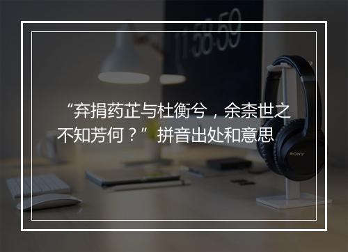 “弃捐药芷与杜衡兮，余柰世之不知芳何？”拼音出处和意思