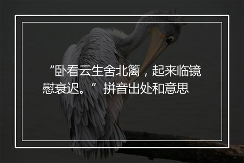 “卧看云生舍北篱，起来临镜慰衰迟。”拼音出处和意思