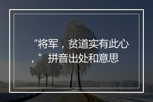 “将军，贫道实有此心，”拼音出处和意思