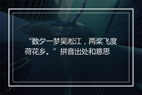 “数夕一梦吴淞江，两桨飞度荷花乡。”拼音出处和意思