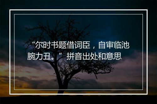 “尔时书题借词臣，自审临池腕力丑。”拼音出处和意思