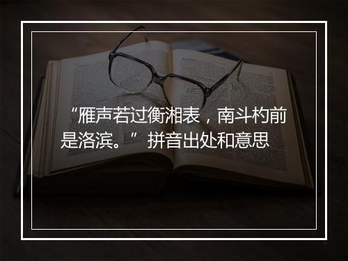 “雁声若过衡湘表，南斗杓前是洛滨。”拼音出处和意思