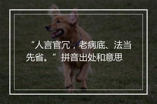 “人言官冗，老病底、法当先省。”拼音出处和意思