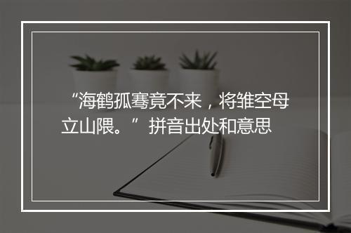 “海鹤孤骞竟不来，将雏空母立山隈。”拼音出处和意思