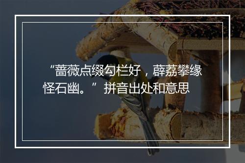 “蔷薇点缀勾栏好，薜荔攀缘怪石幽。”拼音出处和意思