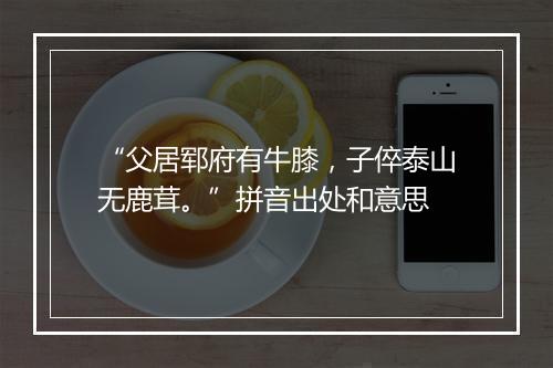 “父居郓府有牛膝，子倅泰山无鹿茸。”拼音出处和意思