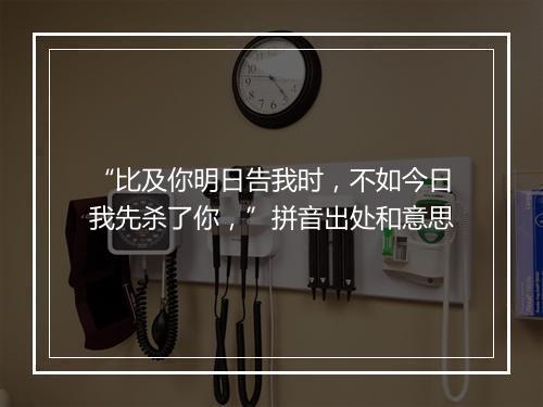 “比及你明日告我时，不如今日我先杀了你，”拼音出处和意思