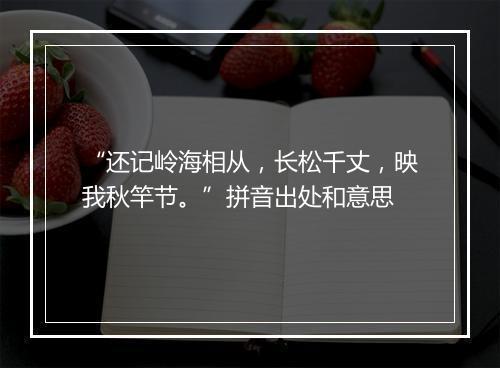 “还记岭海相从，长松千丈，映我秋竿节。”拼音出处和意思