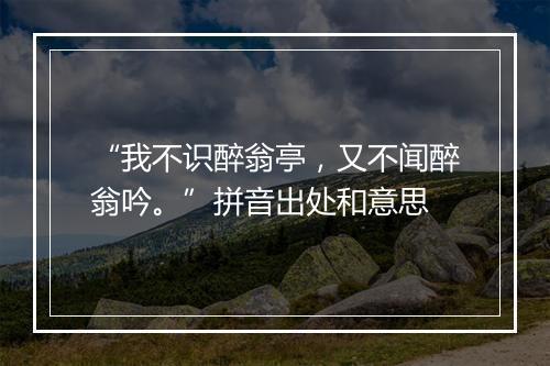 “我不识醉翁亭，又不闻醉翁吟。”拼音出处和意思