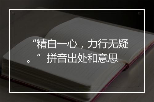 “精白一心，力行无疑。”拼音出处和意思