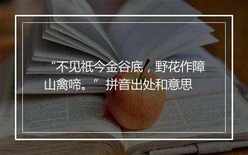 “不见祇今金谷底，野花作障山禽啼。”拼音出处和意思