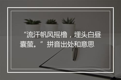 “流汗帆风摇橹，埋头白昼囊萤。”拼音出处和意思