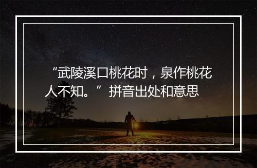 “武陵溪口桃花时，泉作桃花人不知。”拼音出处和意思