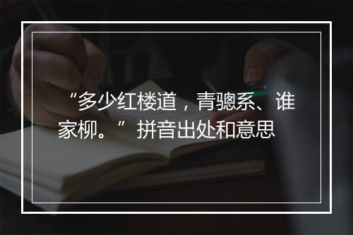 “多少红楼道，青骢系、谁家柳。”拼音出处和意思