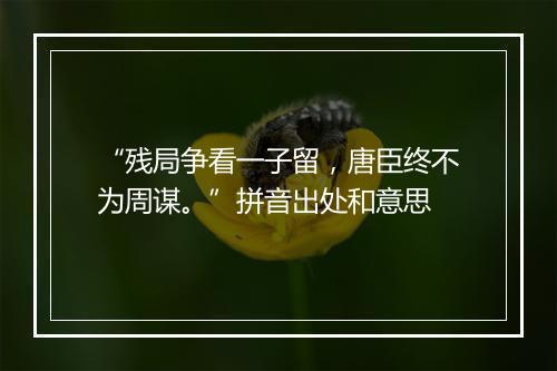 “残局争看一子留，唐臣终不为周谋。”拼音出处和意思