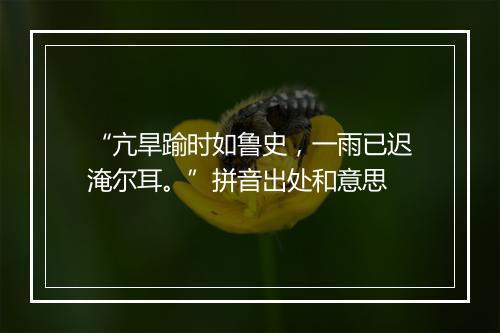 “亢旱踰时如鲁史，一雨已迟淹尔耳。”拼音出处和意思