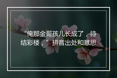 “俺那金哥孩儿长成了，待结彩楼，”拼音出处和意思