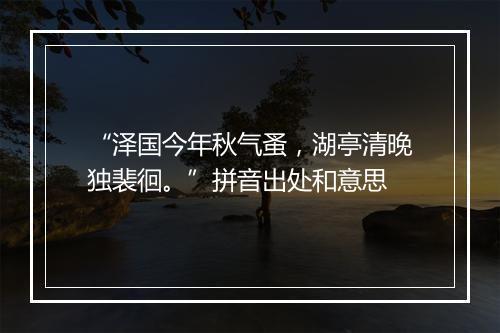 “泽国今年秋气蚤，湖亭清晚独裴徊。”拼音出处和意思