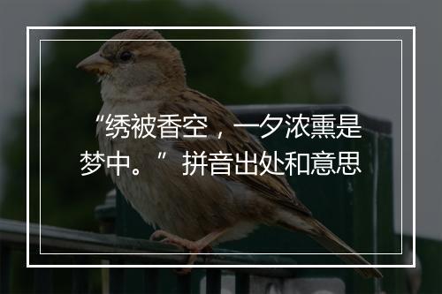 “绣被香空，一夕浓熏是梦中。”拼音出处和意思