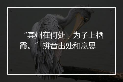 “宾州在何处，为子上栖霞。”拼音出处和意思