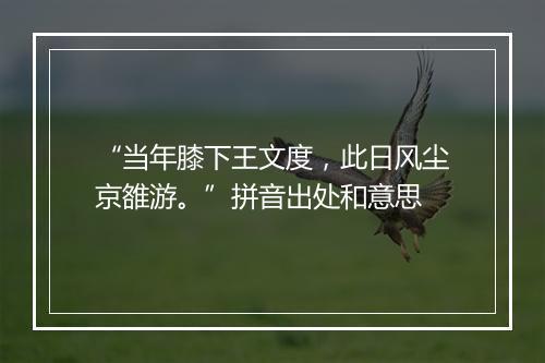 “当年膝下王文度，此日风尘京雒游。”拼音出处和意思