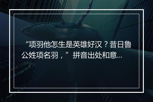 “项羽他怎生是英雄好汉？昔日鲁公姓项名羽，”拼音出处和意思