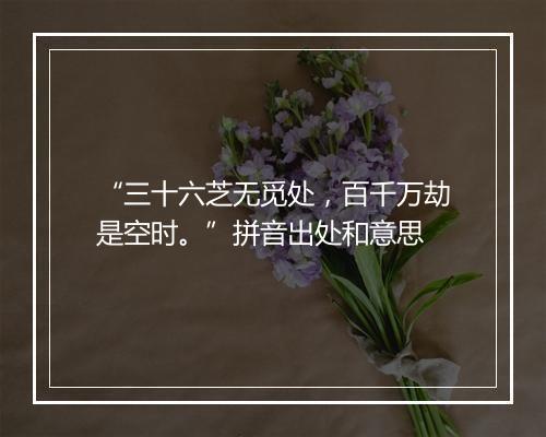 “三十六芝无觅处，百千万劫是空时。”拼音出处和意思