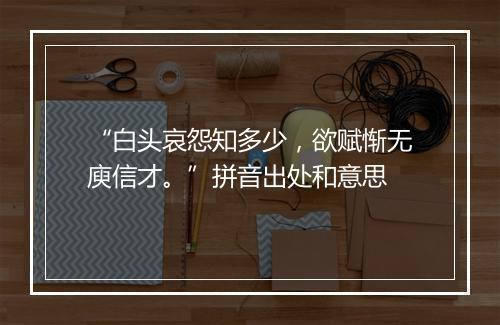 “白头哀怨知多少，欲赋惭无庾信才。”拼音出处和意思