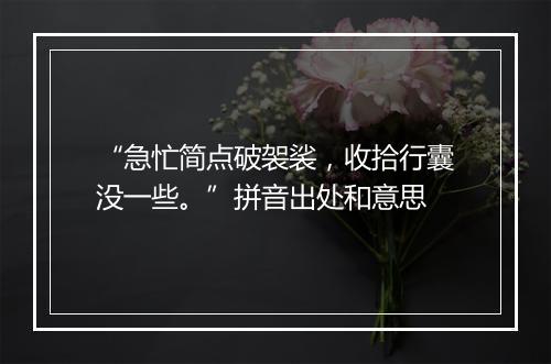 “急忙简点破袈裟，收拾行囊没一些。”拼音出处和意思