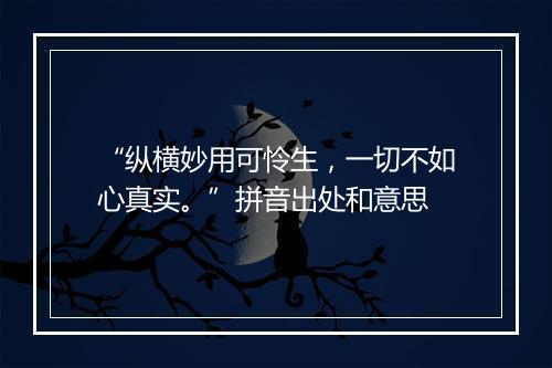 “纵横妙用可怜生，一切不如心真实。”拼音出处和意思