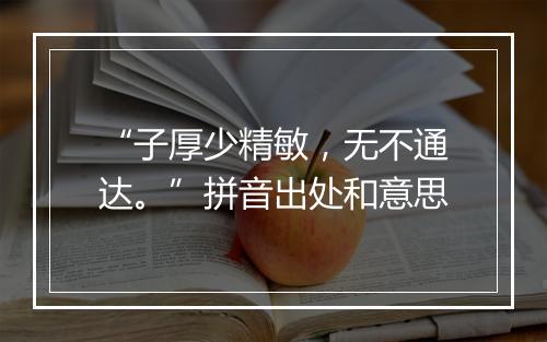 “子厚少精敏，无不通达。”拼音出处和意思